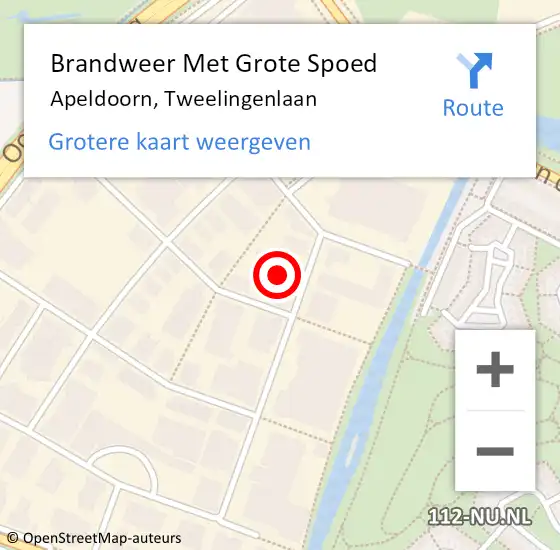 Locatie op kaart van de 112 melding: Brandweer Met Grote Spoed Naar Apeldoorn, Tweelingenlaan op 29 februari 2024 17:52