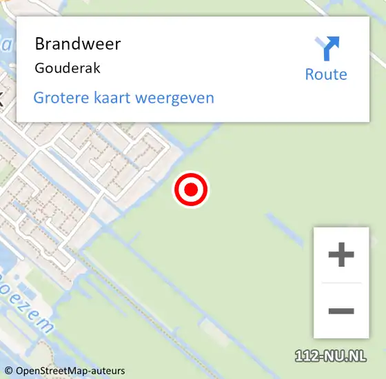 Locatie op kaart van de 112 melding: Brandweer Gouderak op 27 september 2014 14:59