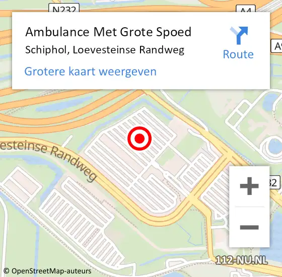 Locatie op kaart van de 112 melding: Ambulance Met Grote Spoed Naar Schiphol, Loevesteinse Randweg op 29 februari 2024 18:24