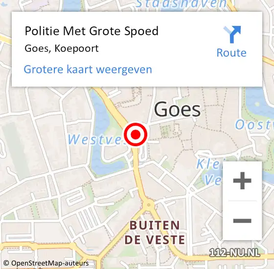 Locatie op kaart van de 112 melding: Politie Met Grote Spoed Naar Goes, Koepoort op 29 februari 2024 18:29