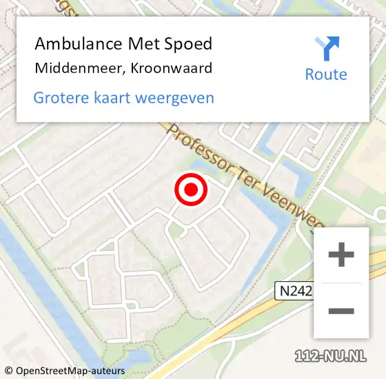 Locatie op kaart van de 112 melding: Ambulance Met Spoed Naar Middenmeer, Kroonwaard op 29 februari 2024 18:34