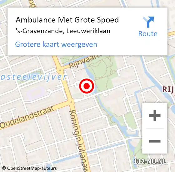 Locatie op kaart van de 112 melding: Ambulance Met Grote Spoed Naar 's-Gravenzande, Leeuweriklaan op 29 februari 2024 18:40