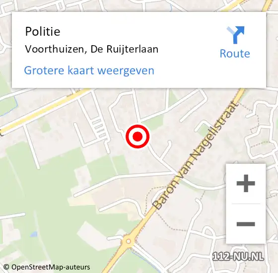 Locatie op kaart van de 112 melding: Politie Voorthuizen, De Ruijterlaan op 29 februari 2024 19:02