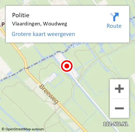 Locatie op kaart van de 112 melding: Politie Vlaardingen, Woudweg op 29 februari 2024 19:06