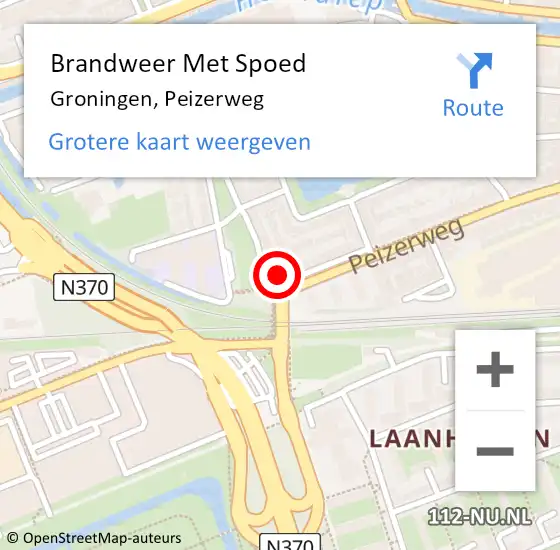 Locatie op kaart van de 112 melding: Brandweer Met Spoed Naar Groningen, Peizerweg op 29 februari 2024 19:23