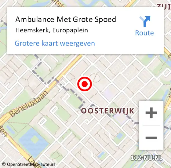 Locatie op kaart van de 112 melding: Ambulance Met Grote Spoed Naar Heemskerk, Europaplein op 29 februari 2024 19:29