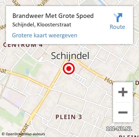 Locatie op kaart van de 112 melding: Brandweer Met Grote Spoed Naar Schijndel, Kloosterstraat op 29 februari 2024 19:39