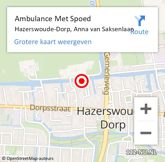 Locatie op kaart van de 112 melding: Ambulance Met Spoed Naar Hazerswoude-Dorp, Anna van Saksenlaan op 29 februari 2024 20:12