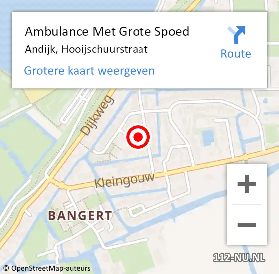 Locatie op kaart van de 112 melding: Ambulance Met Grote Spoed Naar Andijk, Hooijschuurstraat op 29 februari 2024 20:34