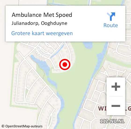 Locatie op kaart van de 112 melding: Ambulance Met Spoed Naar Julianadorp, Ooghduyne op 29 februari 2024 21:05