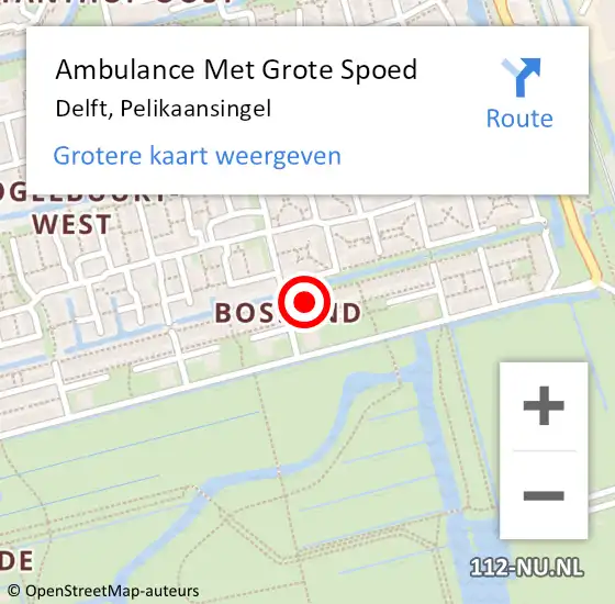 Locatie op kaart van de 112 melding: Ambulance Met Grote Spoed Naar Delft, Pelikaansingel op 29 februari 2024 21:26