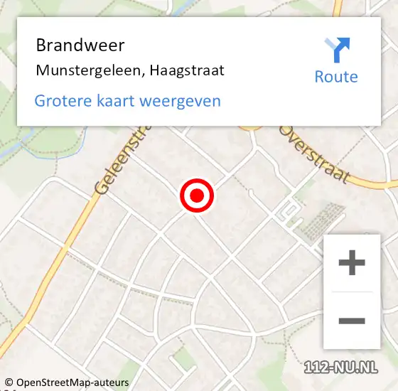 Locatie op kaart van de 112 melding: Brandweer Munstergeleen, Haagstraat op 15 oktober 2013 20:13