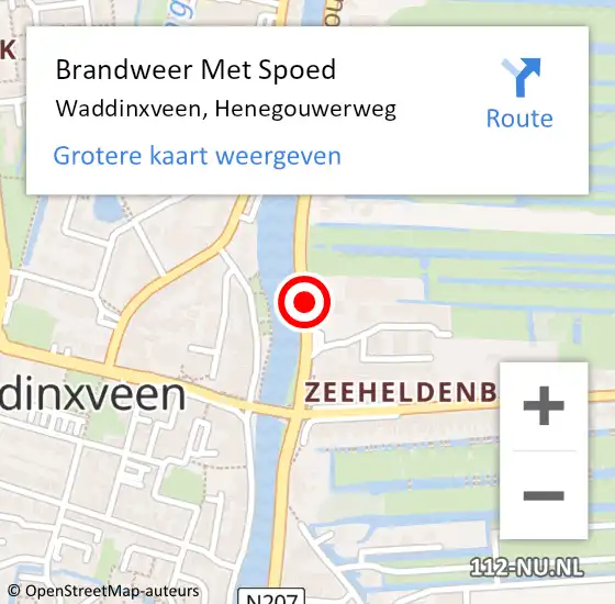 Locatie op kaart van de 112 melding: Brandweer Met Spoed Naar Waddinxveen, Henegouwerweg op 27 september 2014 15:15