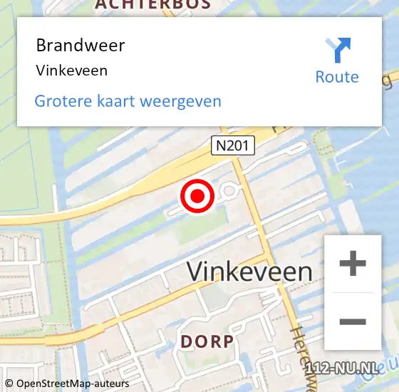 Locatie op kaart van de 112 melding: Brandweer Vinkeveen op 29 februari 2024 21:59