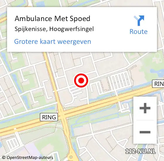 Locatie op kaart van de 112 melding: Ambulance Met Spoed Naar Spijkenisse, Hoogwerfsingel op 29 februari 2024 22:59