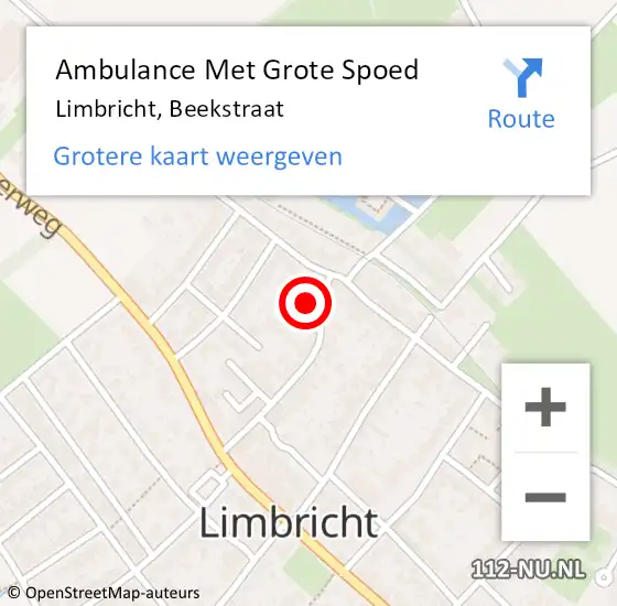 Locatie op kaart van de 112 melding: Ambulance Met Grote Spoed Naar Limbricht, Beekstraat op 27 september 2014 15:20