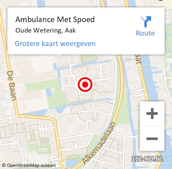 Locatie op kaart van de 112 melding: Ambulance Met Spoed Naar Oude Wetering, Aak op 29 februari 2024 23:28