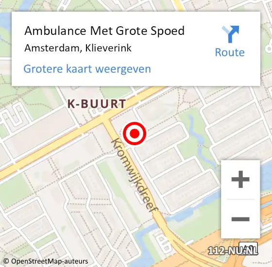 Locatie op kaart van de 112 melding: Ambulance Met Grote Spoed Naar Amsterdam, Klieverink op 29 februari 2024 23:41