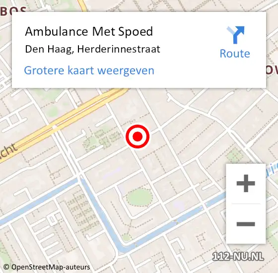 Locatie op kaart van de 112 melding: Ambulance Met Spoed Naar Den Haag, Herderinnestraat op 1 maart 2024 00:03