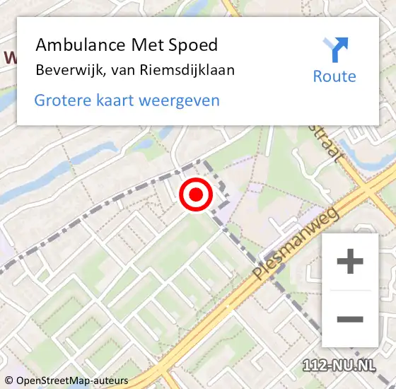 Locatie op kaart van de 112 melding: Ambulance Met Spoed Naar Beverwijk, van Riemsdijklaan op 1 maart 2024 00:11