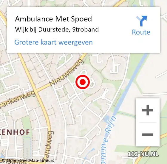 Locatie op kaart van de 112 melding: Ambulance Met Spoed Naar Wijk bij Duurstede, Stroband op 27 september 2014 15:23