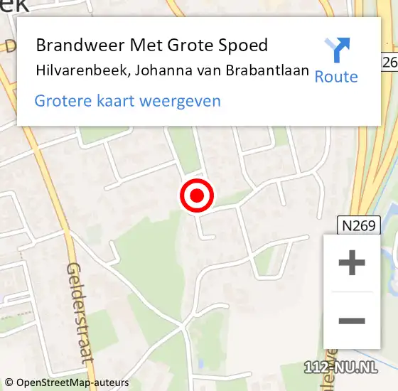 Locatie op kaart van de 112 melding: Brandweer Met Grote Spoed Naar Hilvarenbeek, Johanna van Brabantlaan op 1 maart 2024 01:26