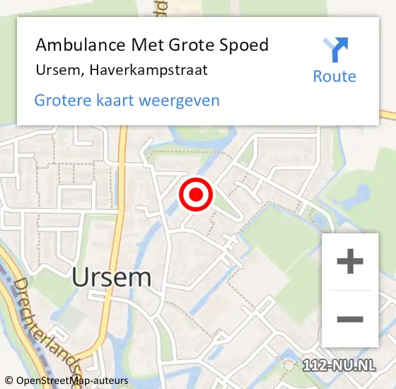 Locatie op kaart van de 112 melding: Ambulance Met Grote Spoed Naar Ursem, Haverkampstraat op 1 maart 2024 02:52