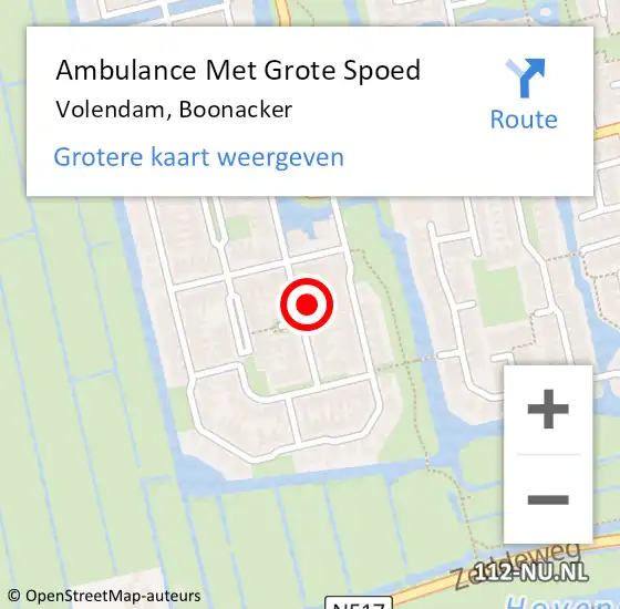 Locatie op kaart van de 112 melding: Ambulance Met Grote Spoed Naar Volendam, Boonacker op 1 maart 2024 03:07