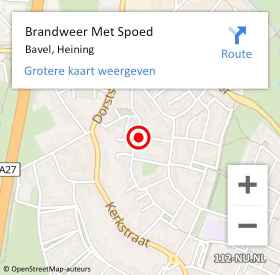 Locatie op kaart van de 112 melding: Brandweer Met Spoed Naar Bavel, Heining op 1 maart 2024 03:25