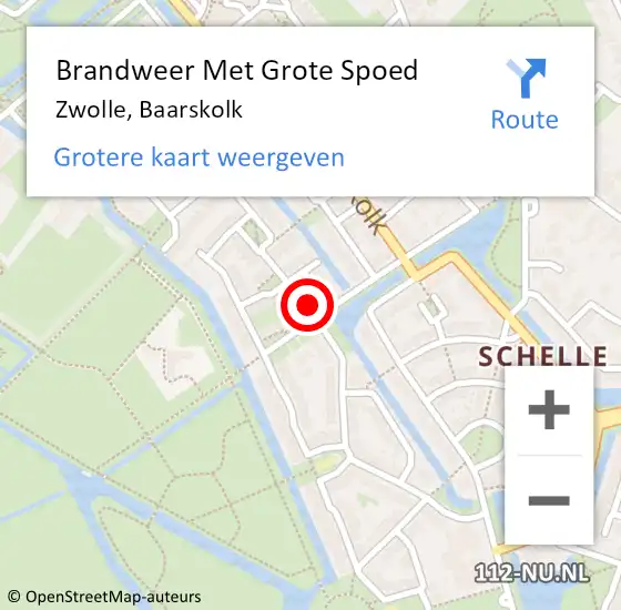 Locatie op kaart van de 112 melding: Brandweer Met Grote Spoed Naar Zwolle, Baarskolk op 1 maart 2024 04:47