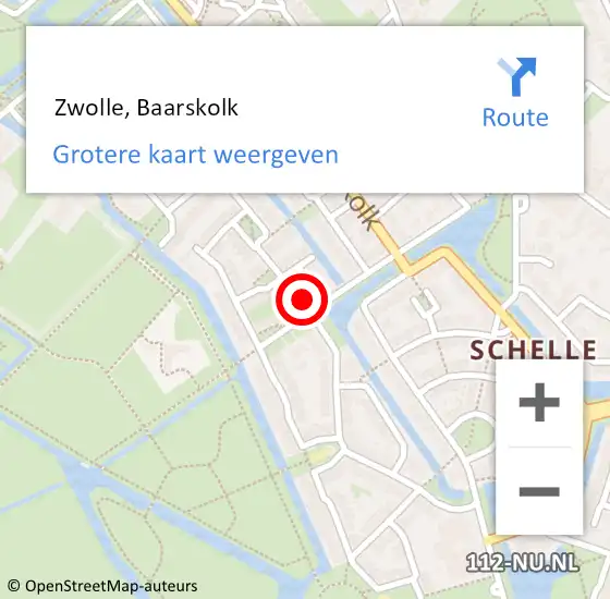 Locatie op kaart van de 112 melding:  Zwolle, Baarskolk op 1 maart 2024 05:27