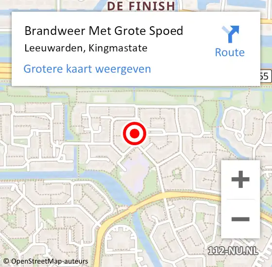 Locatie op kaart van de 112 melding: Brandweer Met Grote Spoed Naar Leeuwarden, Kingmastate op 1 maart 2024 07:54