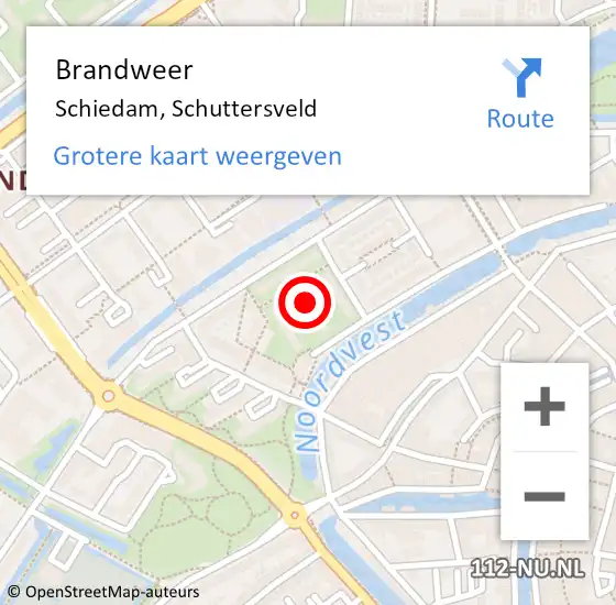 Locatie op kaart van de 112 melding: Brandweer Schiedam, Schuttersveld op 1 maart 2024 07:58