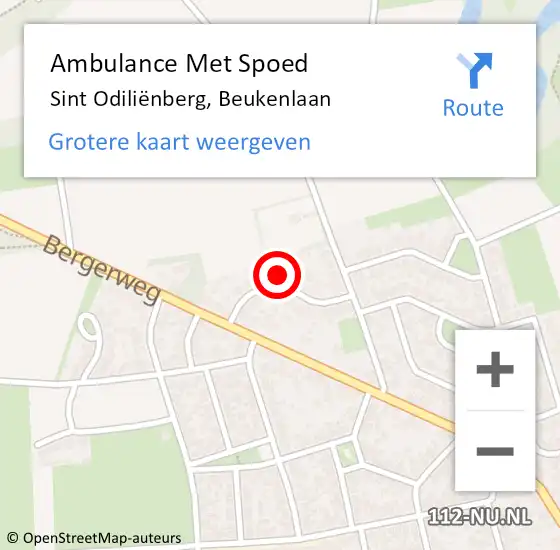 Locatie op kaart van de 112 melding: Ambulance Met Spoed Naar Sint Odiliënberg, Beukenlaan op 1 maart 2024 08:19