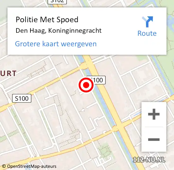 Locatie op kaart van de 112 melding: Politie Met Spoed Naar Den Haag, Koninginnegracht op 1 maart 2024 08:35