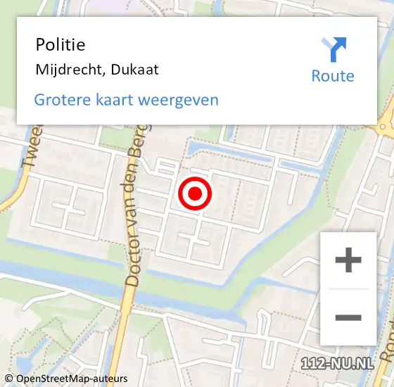 Locatie op kaart van de 112 melding: Politie Mijdrecht, Dukaat op 1 maart 2024 08:56