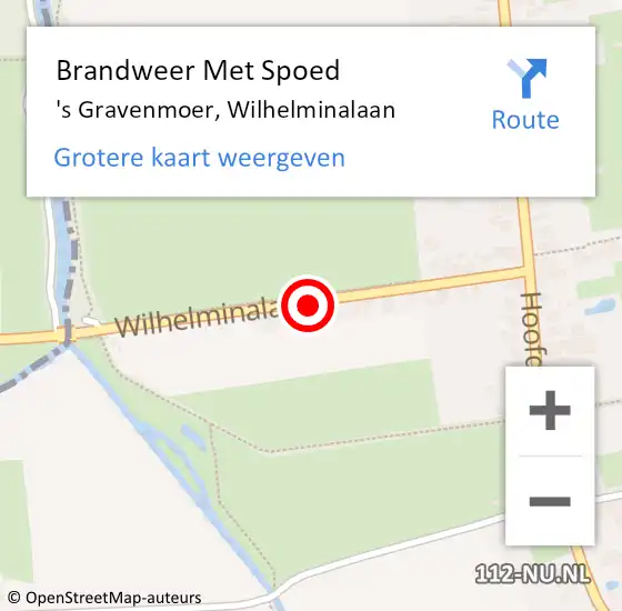 Locatie op kaart van de 112 melding: Brandweer Met Spoed Naar 's Gravenmoer, Wilhelminalaan op 27 september 2014 15:51