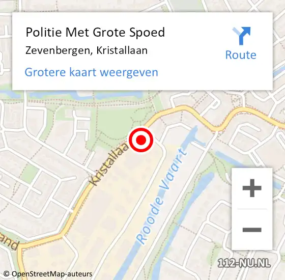 Locatie op kaart van de 112 melding: Politie Met Grote Spoed Naar Zevenbergen, Kristallaan op 1 maart 2024 09:16