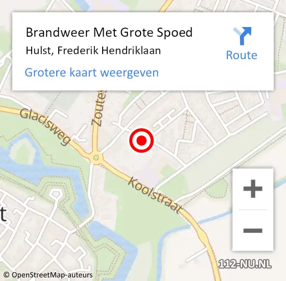 Locatie op kaart van de 112 melding: Brandweer Met Grote Spoed Naar Hulst, Frederik Hendriklaan op 1 maart 2024 09:45