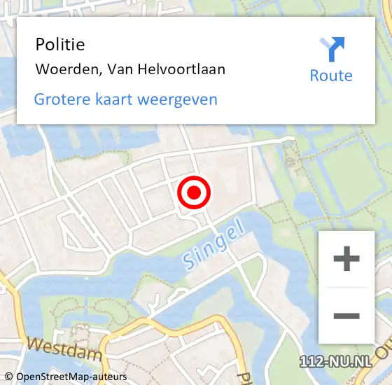 Locatie op kaart van de 112 melding: Politie Woerden, Van Helvoortlaan op 1 maart 2024 09:54