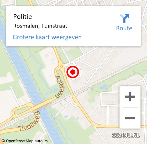 Locatie op kaart van de 112 melding: Politie Rosmalen, Tuinstraat op 1 maart 2024 10:27