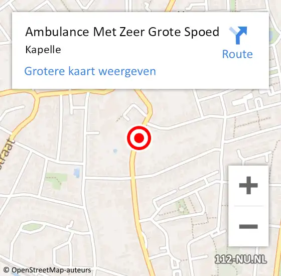 Locatie op kaart van de 112 melding: Ambulance Met Zeer Grote Spoed Naar Kapelle op 1 maart 2024 10:40