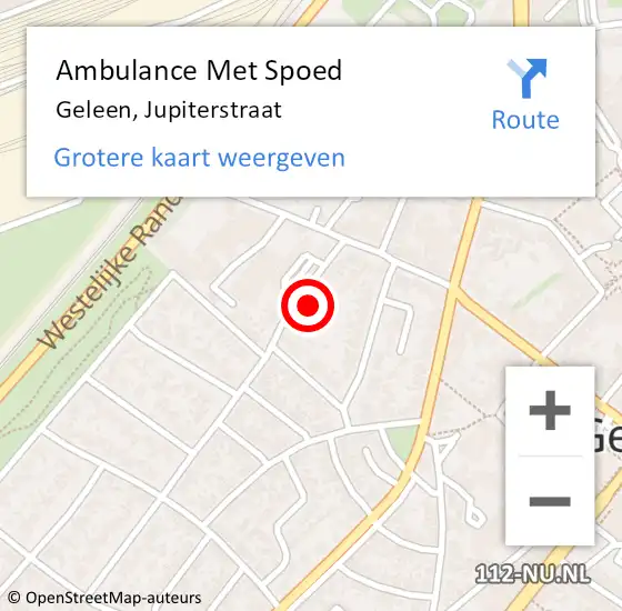 Locatie op kaart van de 112 melding: Ambulance Met Spoed Naar Geleen, Jupiterstraat op 27 september 2014 16:03