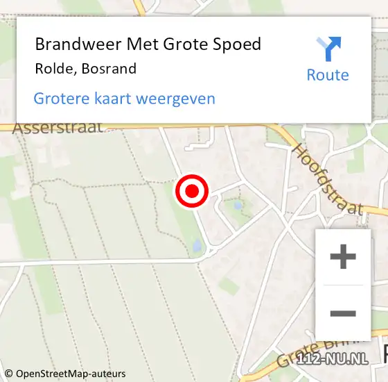 Locatie op kaart van de 112 melding: Brandweer Met Grote Spoed Naar Rolde, Bosrand op 1 maart 2024 11:14