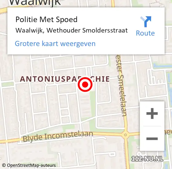 Locatie op kaart van de 112 melding: Politie Met Spoed Naar Waalwijk, Wethouder Smoldersstraat op 1 maart 2024 11:23