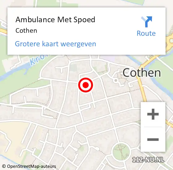 Locatie op kaart van de 112 melding: Ambulance Met Spoed Naar Cothen op 1 maart 2024 11:29