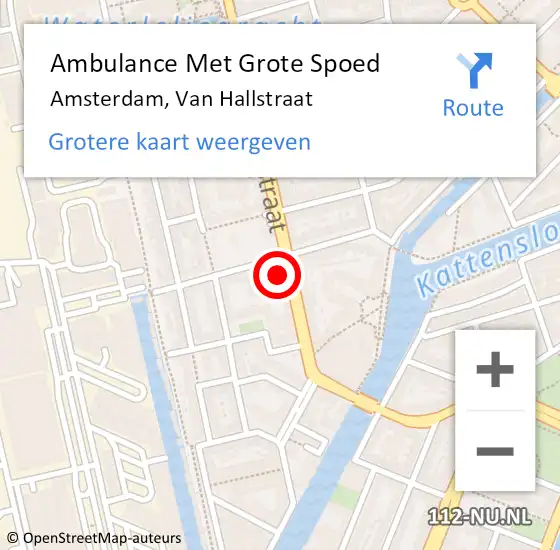 Locatie op kaart van de 112 melding: Ambulance Met Grote Spoed Naar Amsterdam, Van Hallstraat op 1 maart 2024 11:39