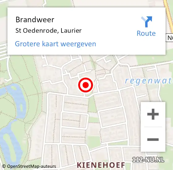 Locatie op kaart van de 112 melding: Brandweer St Oedenrode, Laurier op 27 september 2014 16:13