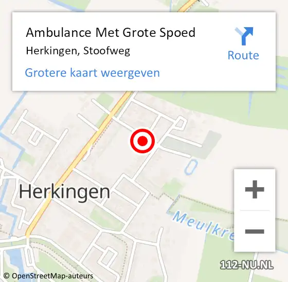 Locatie op kaart van de 112 melding: Ambulance Met Grote Spoed Naar Herkingen, Stoofweg op 27 september 2014 16:14