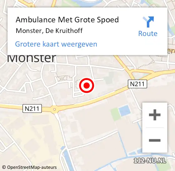 Locatie op kaart van de 112 melding: Ambulance Met Grote Spoed Naar Monster, De Kruithoff op 1 maart 2024 12:03